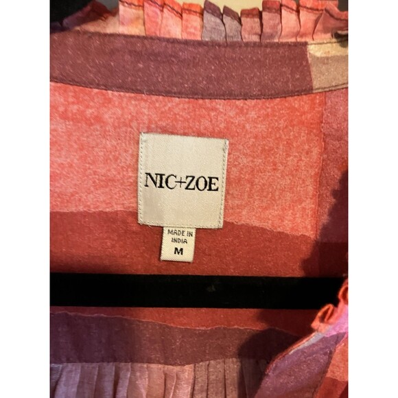 Nic + Zoe Sunset Plaid Cotton Girlfriend Shirt Colorful Medium - Picture 5 of 8